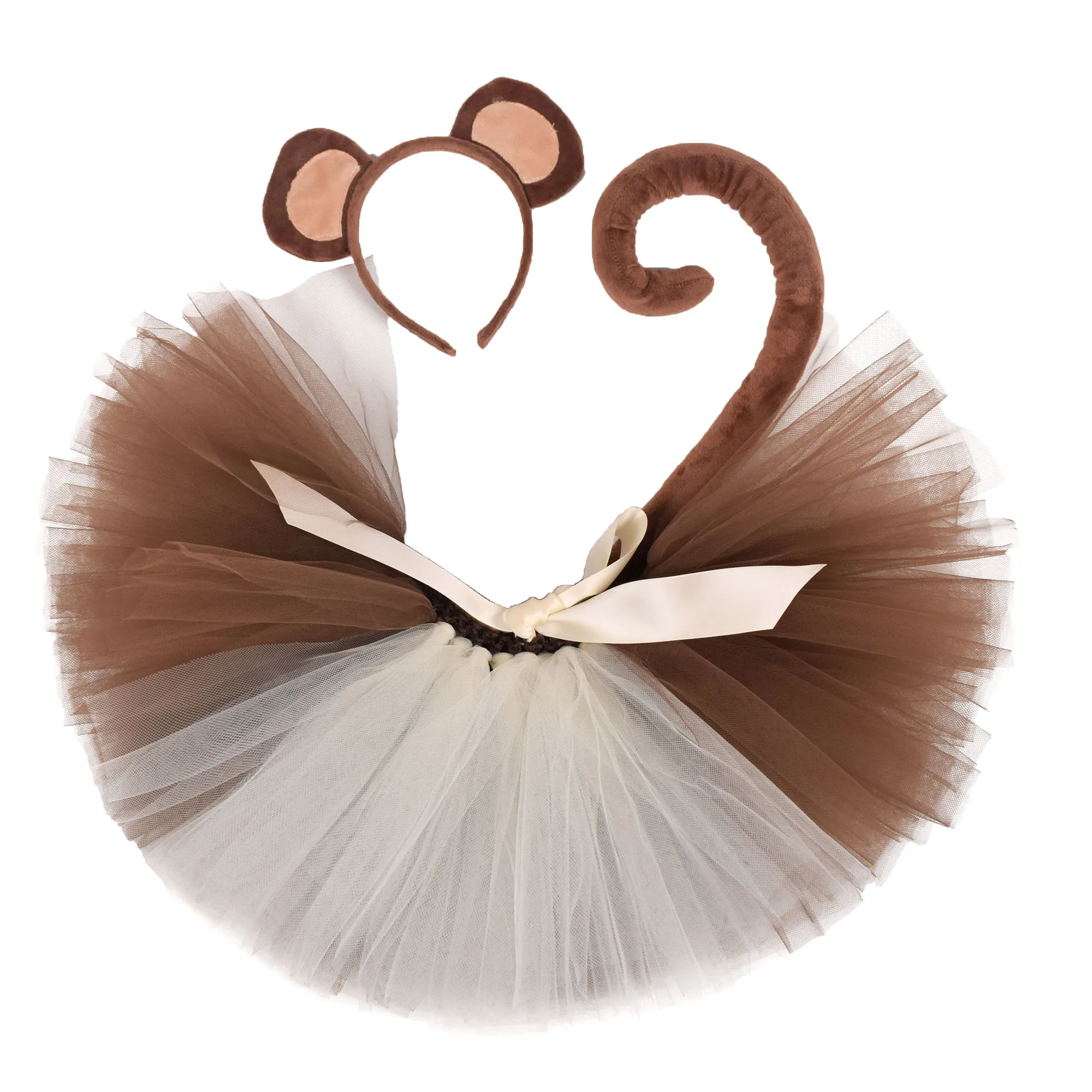 Bambini Bambini Animale Costume Scimmia Festa Regalo Fascia Gonna Coda Fiocco Puntelli Cosplay Halloween Carnevale Compleanno Copricapo 1-* 12Y