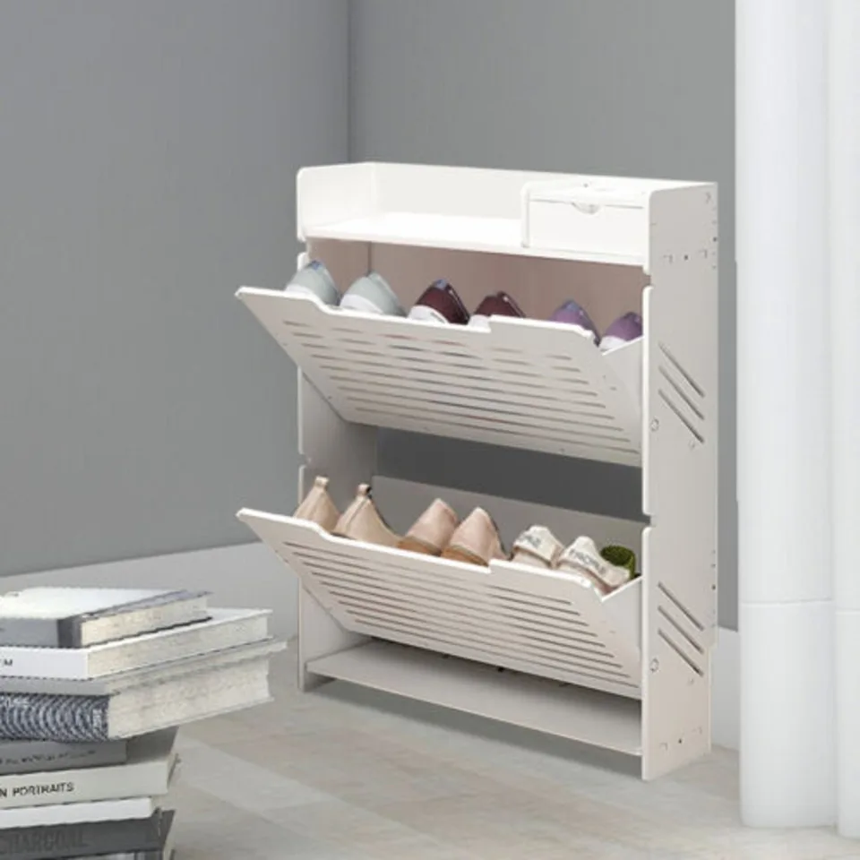 Modern Striped Tipping Shoe Storage Cabinet