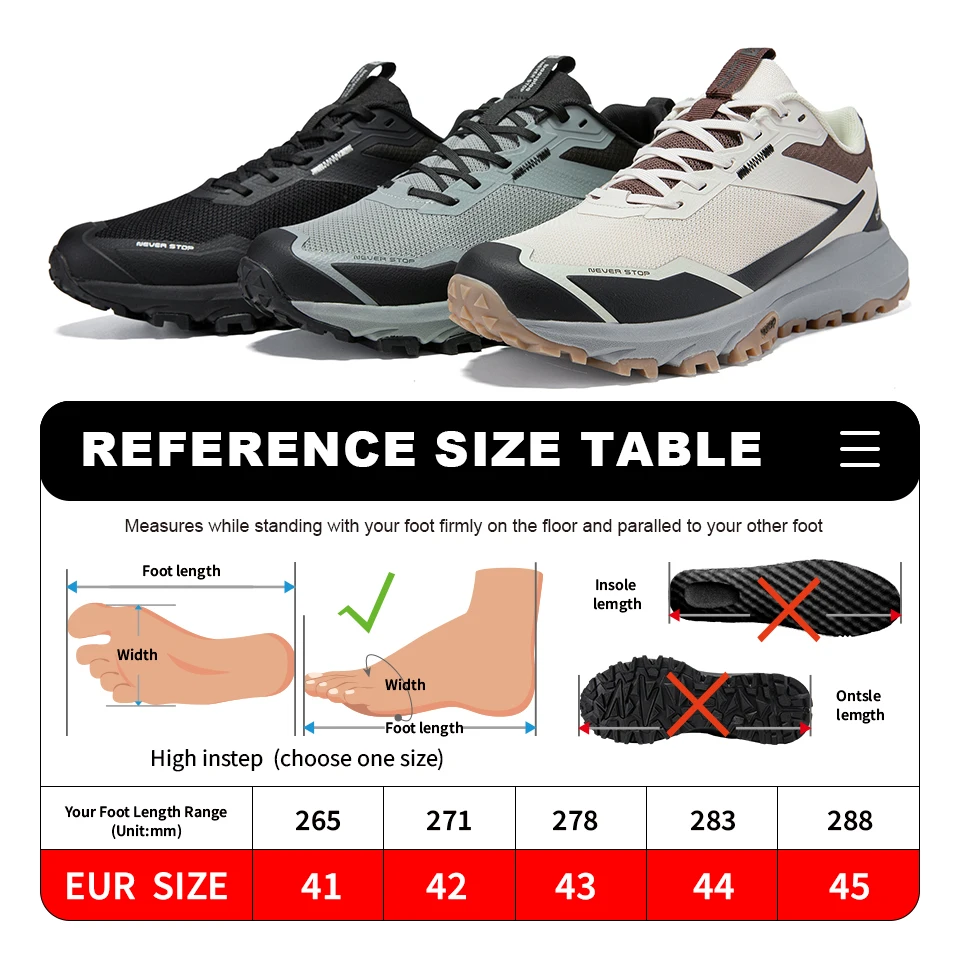 Baasploa Men Hiking Shoes Fashion Lightweight Outdoor Sneakers Breathable for Men Anti-Skid Wear-Resistant
