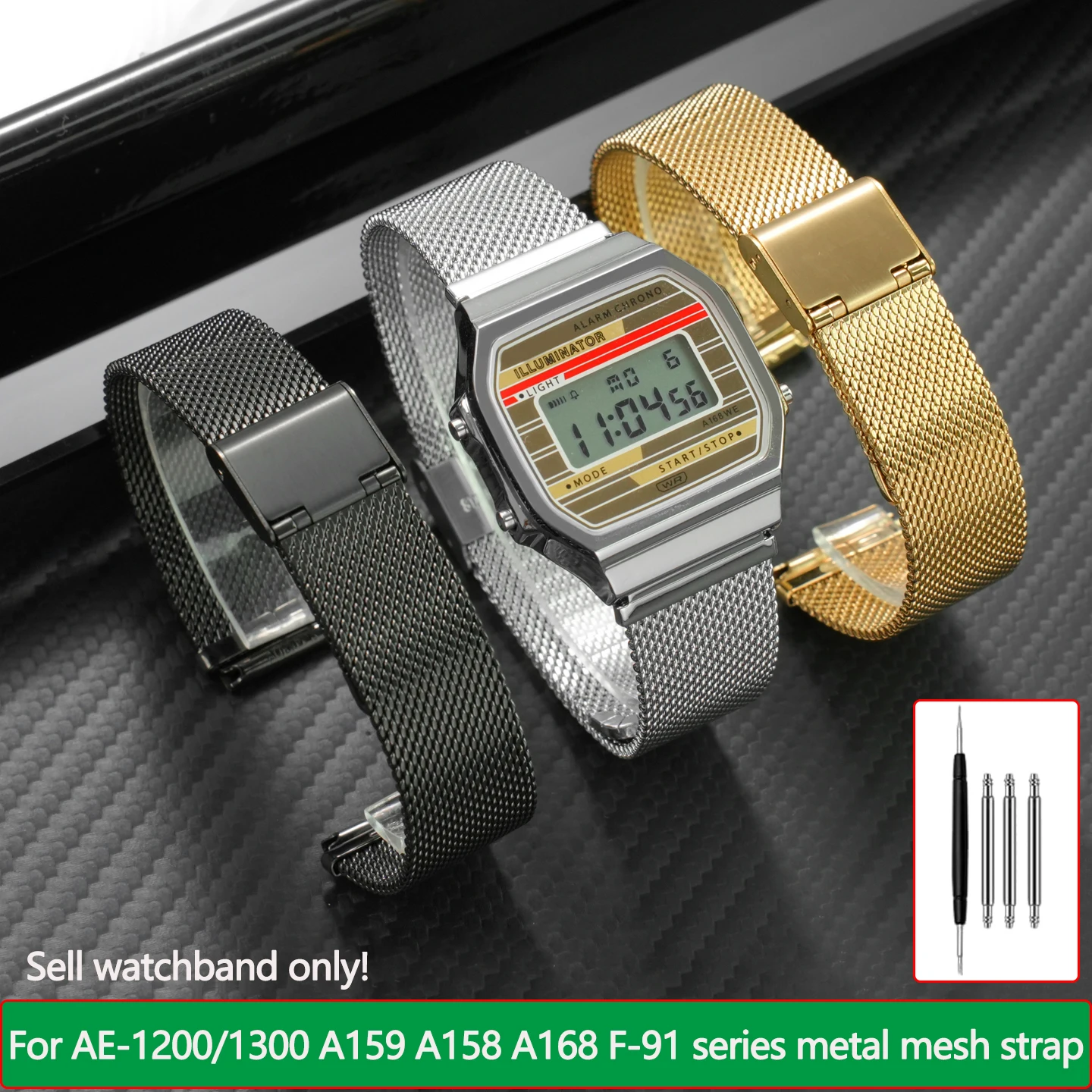 Stainless Steel Watchband for Small Square Metal Watches