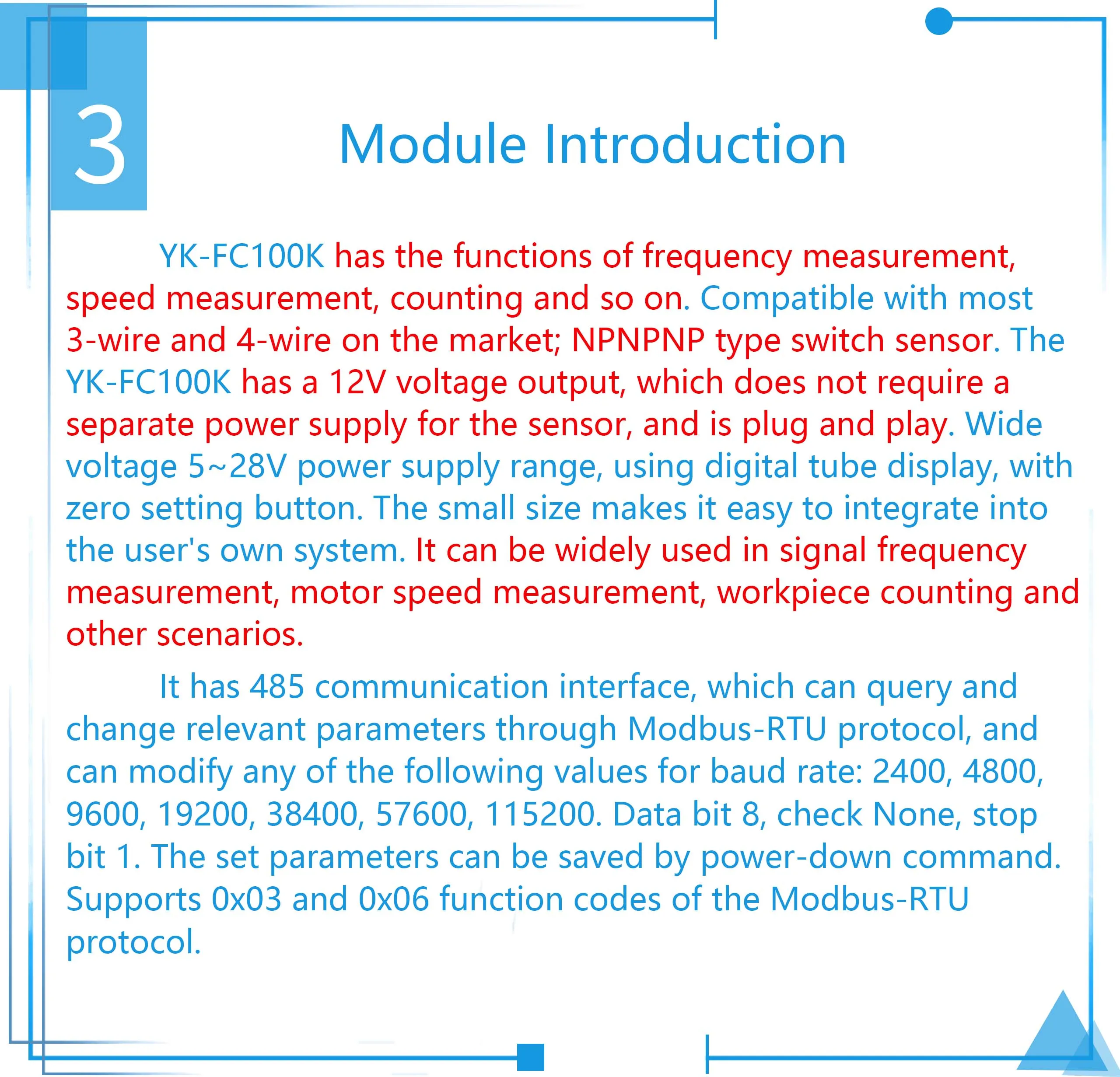 Frequency meter, motor tachometer, digital display, electronic counter module, p