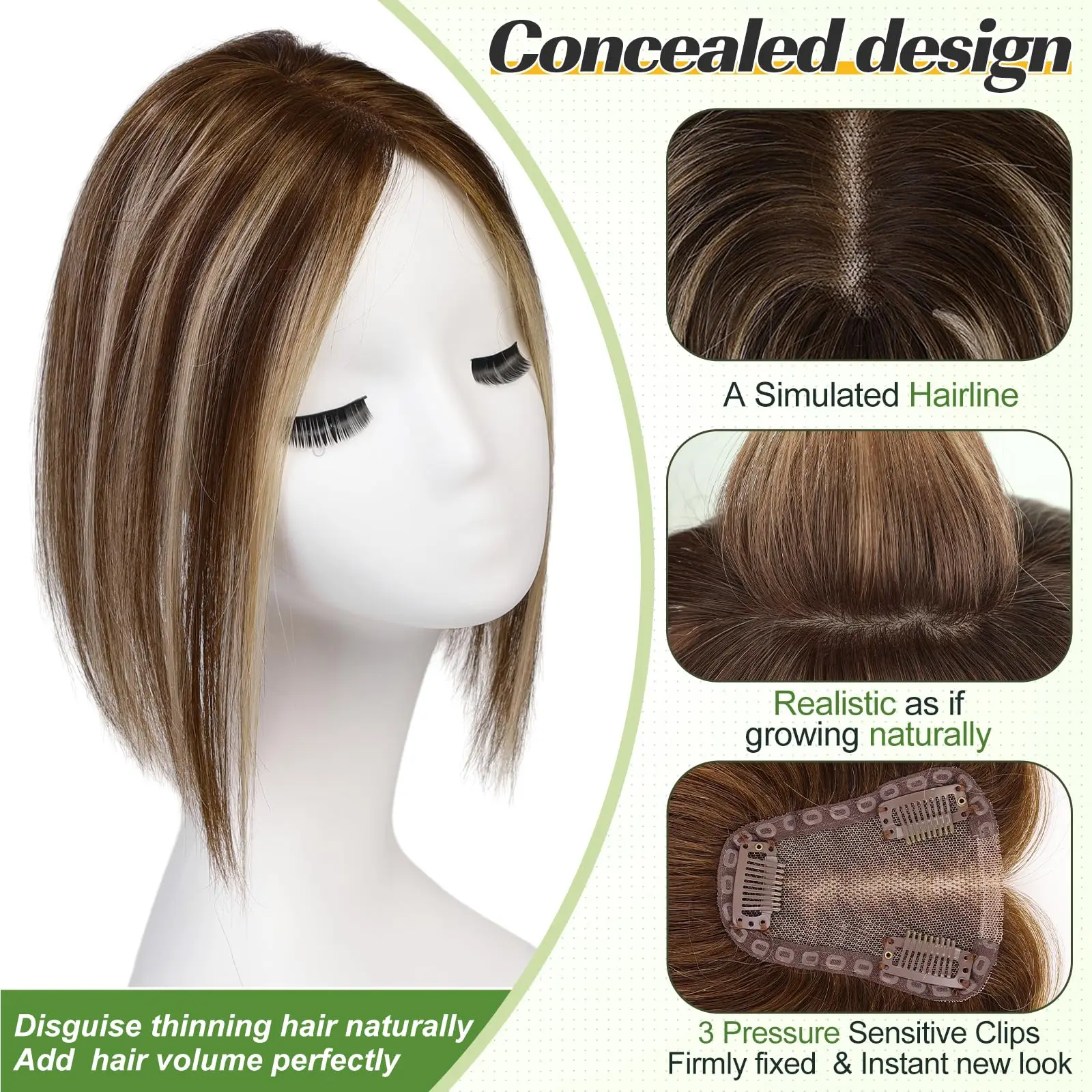 Remy Human Hair Toppers Lace Base Clips in Hair Copper Brown Blonde Mixed Extensions for Women 10 Inches Hairpieces human hair toppers