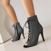 Women's Dance Shoes Girls Latin Dance Salsa Dance Boots Trend Snake Pattern Leopard Pattern Dance Club Stiletto Shoes Heel 11CM 2