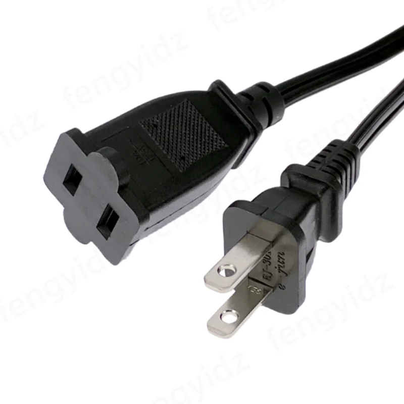 Durable 2-Prong AC Power Extension Cord - 1 Meter, 10A Capacity