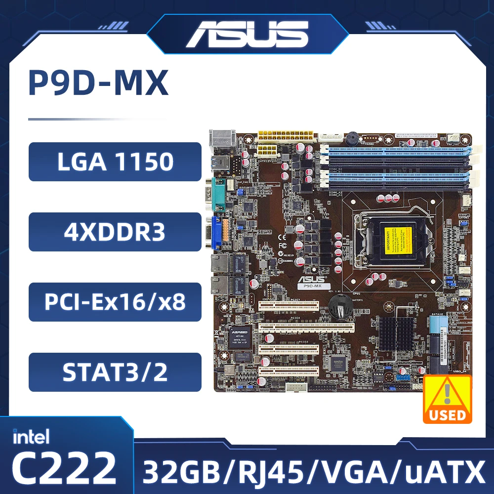 

Asus P9D-MX server Motherboard 1150 Intel C222 DDR3 4×SATA III USB 2.0 4 x SATA2 3Gb/s Micro ATX support Core i3-4170 cpu