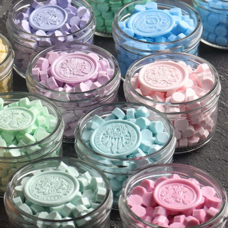 Mix Color Wax Beads 100pcs/Bag Macaron Color Octagon Seal Stamps Vintage Wax Seal for Envelope Wedding Invitations DIY Supplies