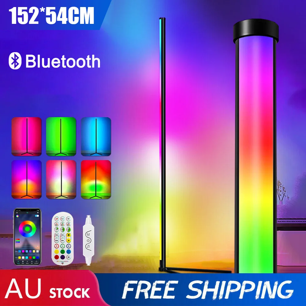150CM RGB Floor Lamp Corner Light Stand LED Bluetooth Remote Control Streaming - 1