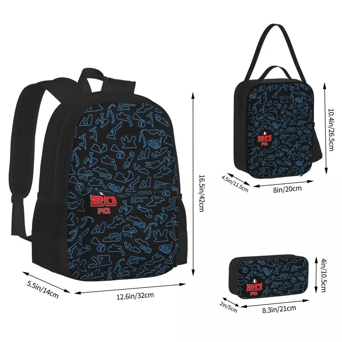 

Рюкзаки с узором FQ - Track для мальчиков и девочек, школьные ранцы для учеников, детский мультяшный рюкзак, сумка для ланча, набор из трех предметов