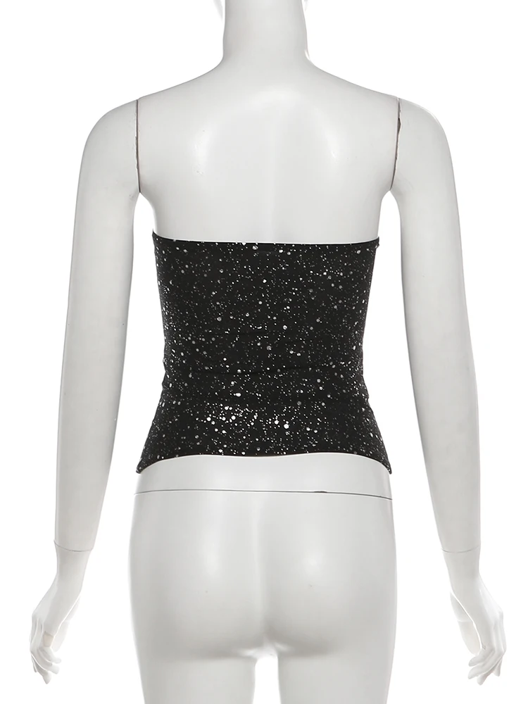 Nibber Shiny Corset Tops Women Low-Neck Skinny Simple Classic 2026 Summer New Trend Sexy Midnight Valentine's Day Streetwear