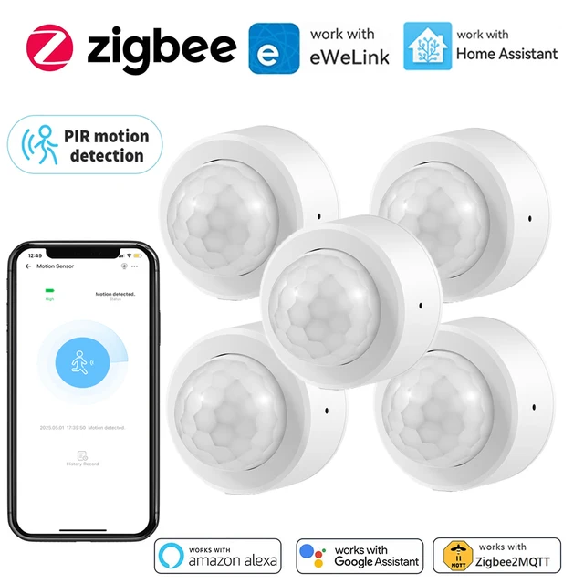 เซ็นเซอร์ตรวจจับความเคลื่อนไหว Zigbee เซ็นเซอร์ PIR อินฟราเรดขนาดเล็กสำหรับตรวจจับมนุษย์ ใช้กับแอป eWeLink ทำงานร่วมกับ Home Assistant Z2M 1