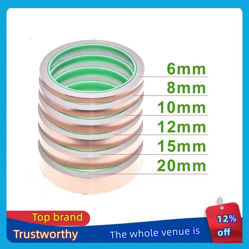 TZT 6-20mm Kupferband Schneckenklebeband EMI-Abschirmung Leitfähiges Klebefolienband für Buntglas, Papier und Elektrische Reparaturen