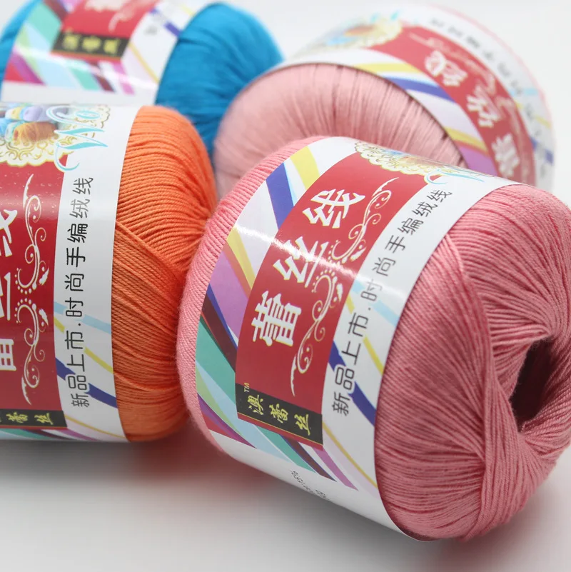 1Pc 50g 100% Cotton Yarn for Hand Knitting Soft lace Crochet Yarn Thin threads for sweater shawl toy amigurumi line 180Meter 4