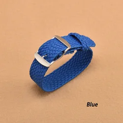 Versatile Woven Nylon Watch Strap with Steel Buckle - Soft Canvas Design - 22mm (Blue)