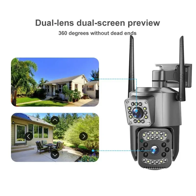 4G Dual-Lens Camera 8MP 4K Sim Card Camera Outdoor PTZ IP Cameras Night Vision Protection Wireless CCTV Net Video Surveillance 6