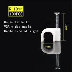 Versatile Nail - In Cable Clips - 100 Pack, Various Sizes for Wire and Cord Management (R - 10mm - 100pcs)