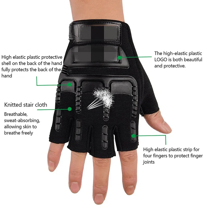 Men Fingerless Gloves Outdoor Working Hunting Tactical Anti-Slip Mtb Bike Bicycle Motorcycle Driving