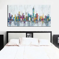 Mintura,New York Skyline Cityscape Architecture Abstract Art Handmade Oil Painting On Canvas,Wall Picture Modern,Home Decoration 4