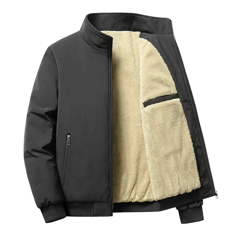 

Fleece Jacket Men Winter Thick s Coats Plus Size 8XL Solid Color Fashion Casual Outwear Big Coat Warm