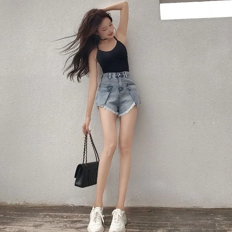 Short Pants for Woman To Wear with Waist Pocket Women's Shorts Sexy Cotton Denim Biker Jeans Clothing Normal Design New In Hot