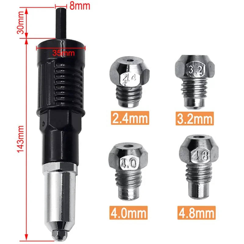 Electric Rivet Gun Drill Adapter Multifunction Rivet Nut Gun Drill Adapter Cordless Riveting Tool Insert Nut Pull Tools