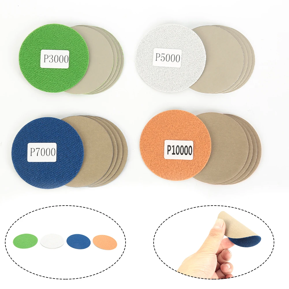 

20pcs Assorted Sandpapers Hook And Loop 3 Inch 3000# /5000# /7000#/10000# Grits Sand Paper Sanding Discs For Sanding Polishing