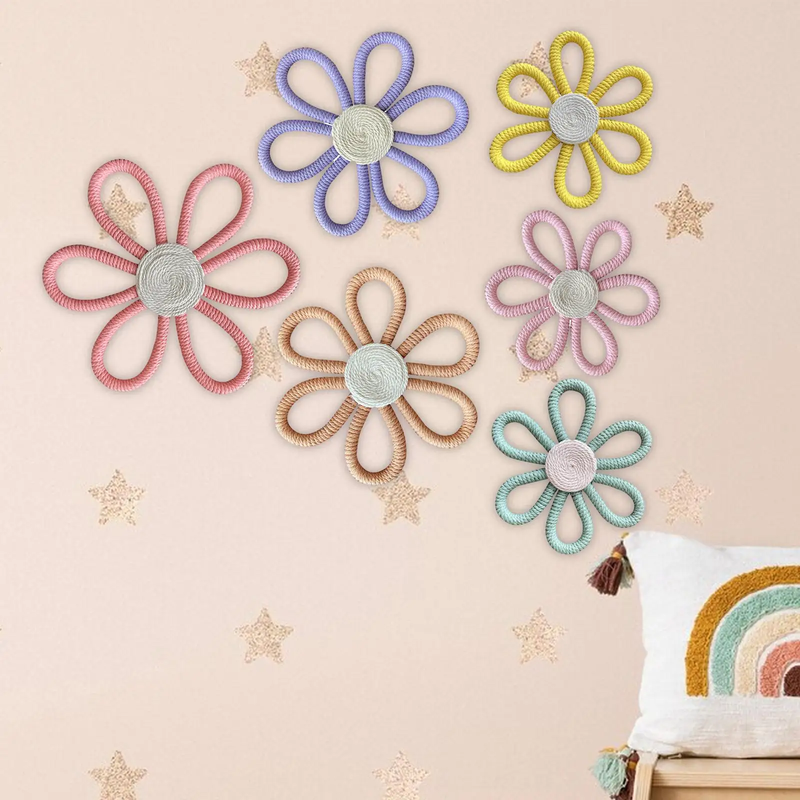 

Тканые цветы маргаритки, настенное украшение, искусство, Декор, декорация, фон для спальни, офиса, детской комнаты, домашний декор