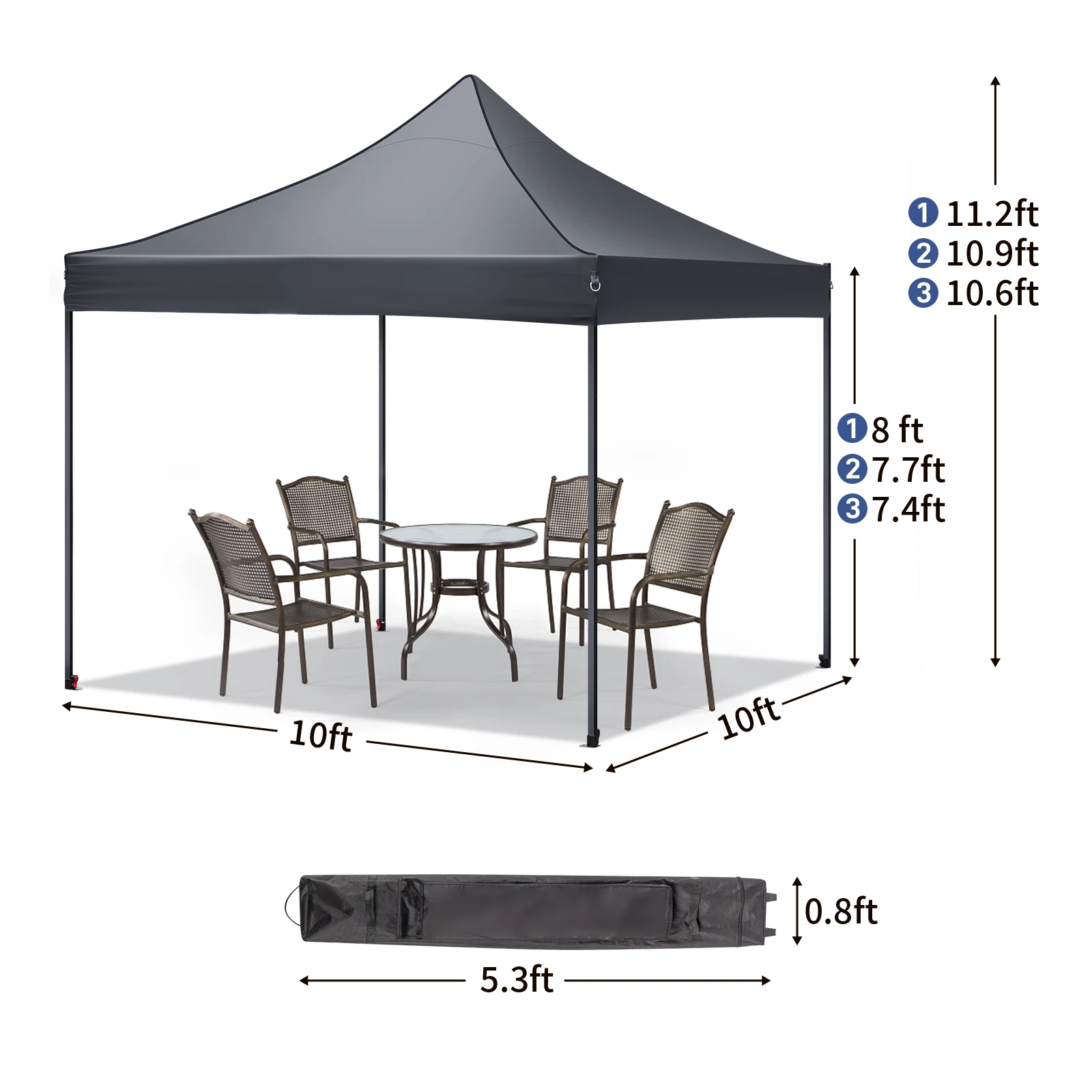 Best Choice Products 10x10ft Pop Up Canopy Outdoor Portable Adjustable Instant Gazebo Tent w/ Carrying Bag - Light Gray