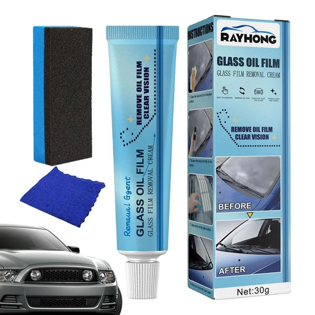 Oil Film Remover for Glass, Auto Glass Oil Film Remover,Car Windshield  Cleaner,Universal Car Glass Polishing Degreaser Cleaner with Sponge and