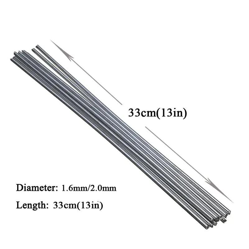 Aluminum Welding Rods 10Pcs 2mm Low Temperature Easy Melt Aluminum Universal Silver Welding Rod Cored Wire Rod Solder No Need Solder Powder Weld Bar