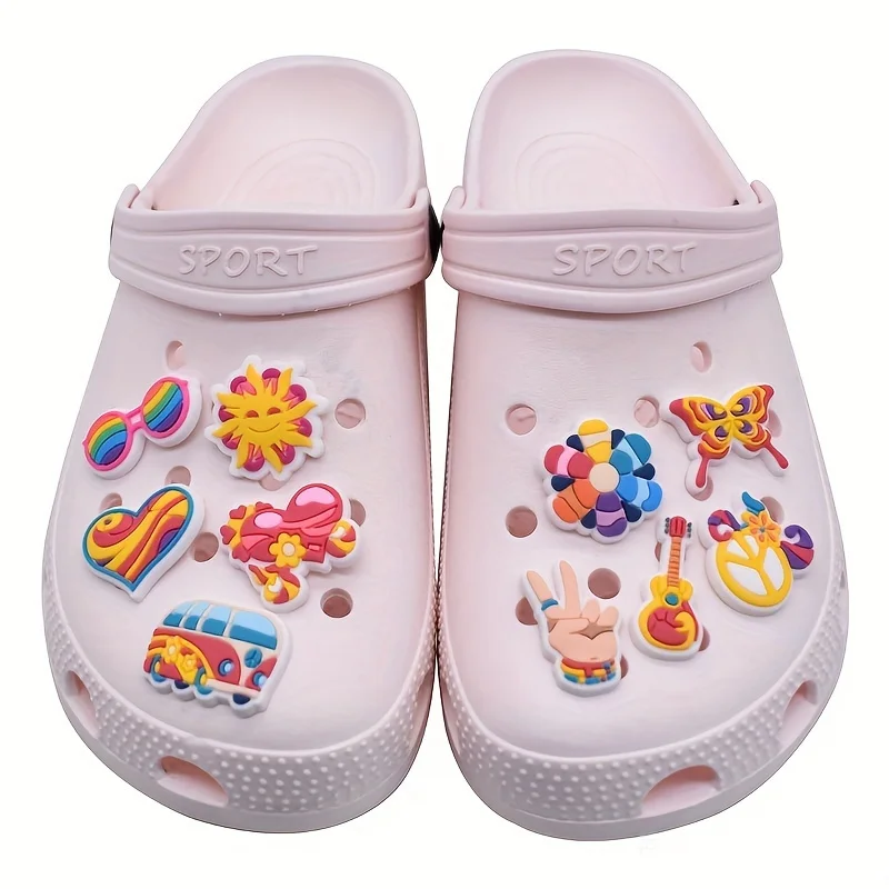 

26 pieces of pink set shoe flower, perforated shoes, slippers and sandals, party shoe and boot decoration