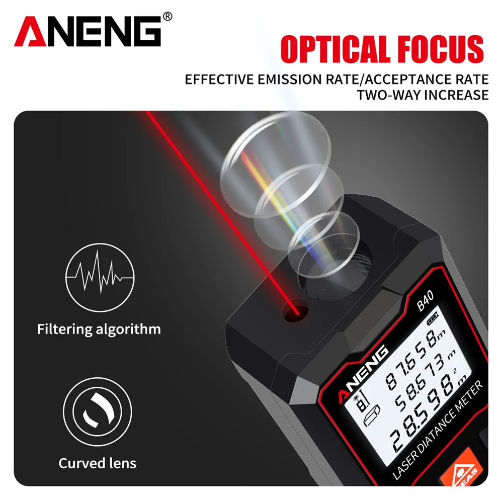 Laser Rangefinder Distance Meter Laser Tape Measure Digital Tape Measure Laser Distance Meter 40M Measuring Room ANENG B40 Rangefinder Tape Range Finder Measure Device Digital Ruler Test Tool