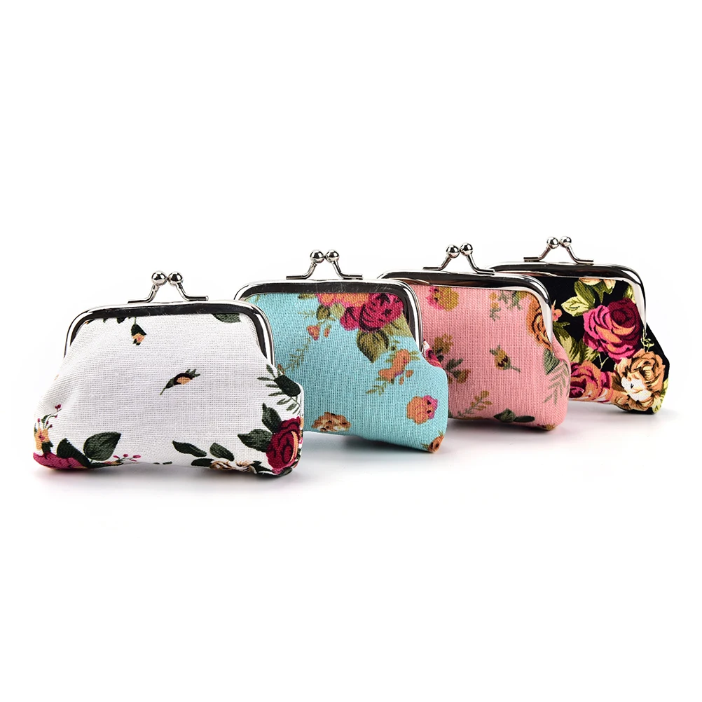 Women Coin Purse Flower Printing Ladies Coin Purse Pocket Pouch Key Credit 1 Pc Leather Coin Purse