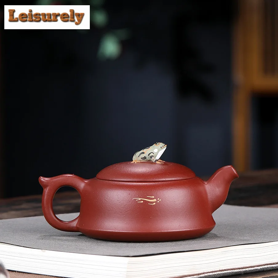 250ml Antique Yixing Purple Clay Teapots Handmade Frog Pot Raw Ore Dahongpao Mud Tea Soaking Kettle With Strainer Zisha Tea Set