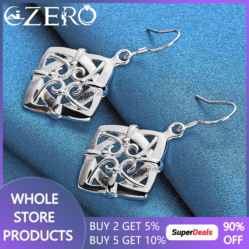 

Женские серьги-подвески ALIZERO из серебра 925 пробы с полыми квадратными узорами, аксессуары для свадебной вечеринки в стиле ретро, модные ювелирные украшения