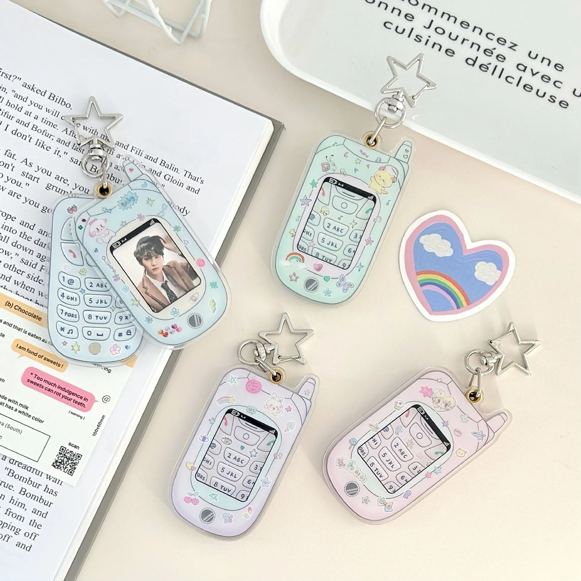 

Y2K Mobile Phone Hand Drawn 1-inch ID Photo Magnetic Suction Holder, Brick, Plate, Acrylic Hard Card Holder