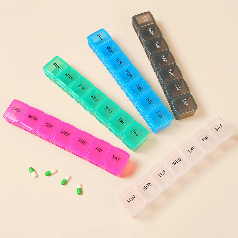Compact 7-Day Travel Pill Organizer with Storage for Medications and Supplements