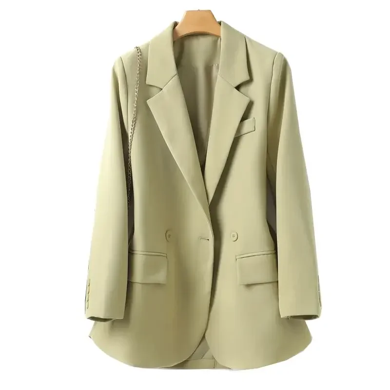 

Jacket Dress Blazer Woman White Coats for Women Outerwears Long Loose Solid Clothes Green Over Tailoring in Promotion Spring New