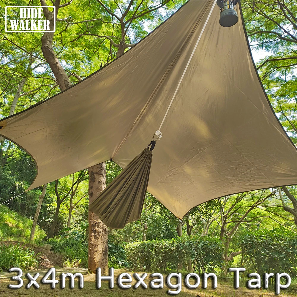 3x4mHexagonTarpOutdoorCampingArmyGreen3x4WaterproofTentTarp4