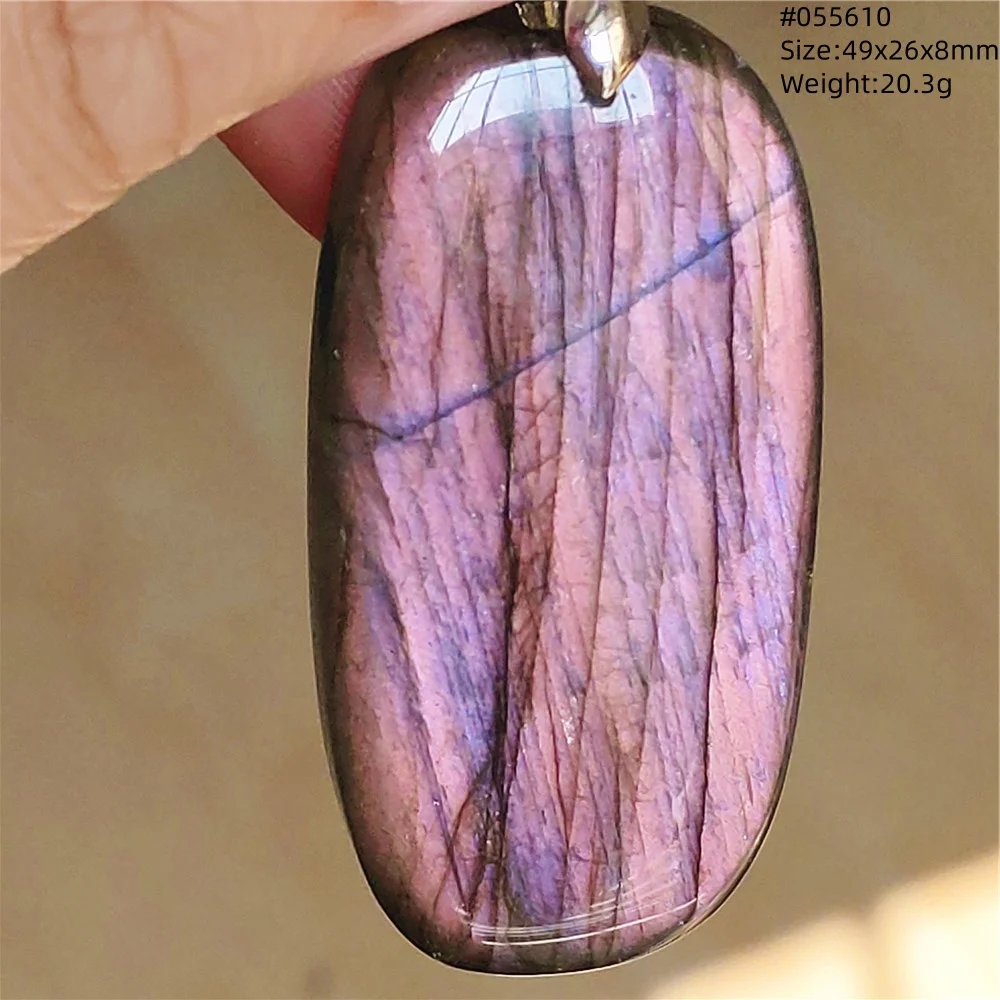 Natural Purple Light Labradorite Pendant Necklace Water Drop Crystal Flash Bead Women Men