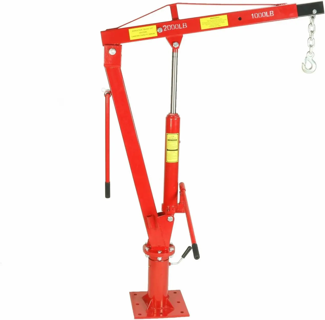 2000 LBS Swivel Base Hydraulic Engine Hoist Foldable Davit Crane fits Pickup Truck with Removable Base