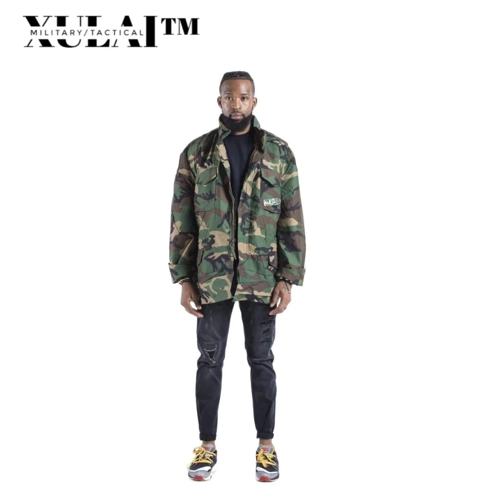 Woodland U.S Camouflage Military Men's Jacket M65 Field Jacket With Fleece Lining patterned flip leather smart case cover for amazon kindle paperwhite 4 2018 wheat field with crows