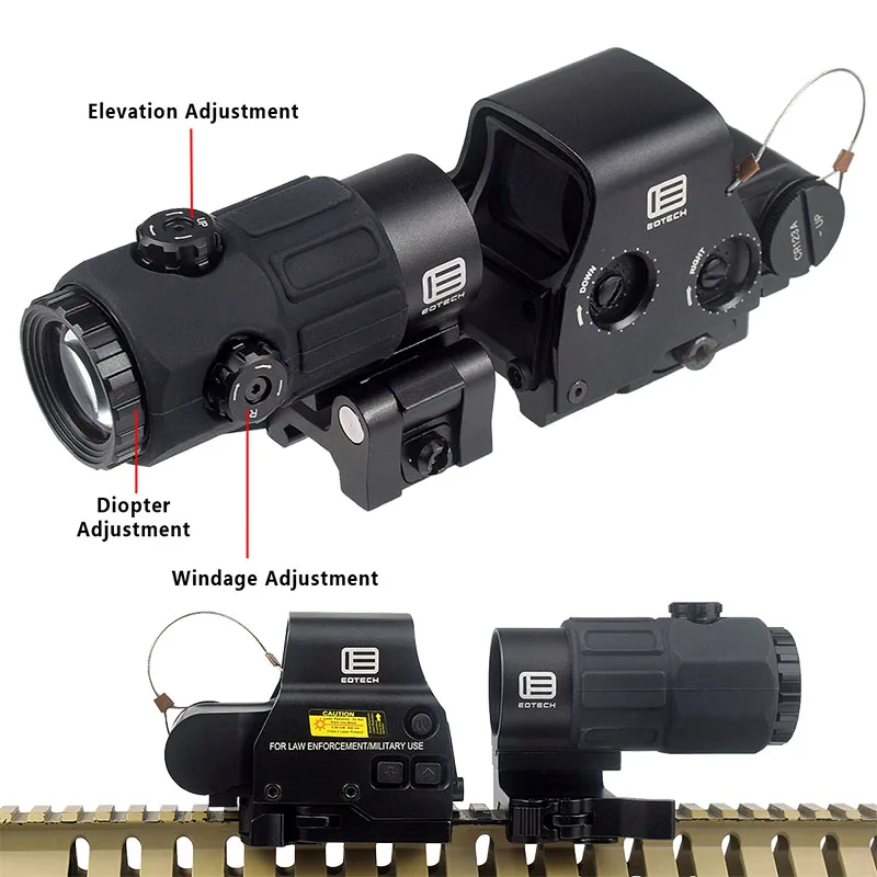 Eotech Holographic Collimator 558 Red Dot Sight G43/G33/G45 3X 5X Magnifier Airsoft Hunting Gear w/ 20mm Rail Mounts & QD Lever 4