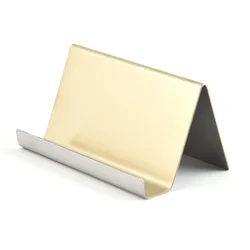 Sleek Metal Desktop Organizer and Display Stand (Brushed Golden)