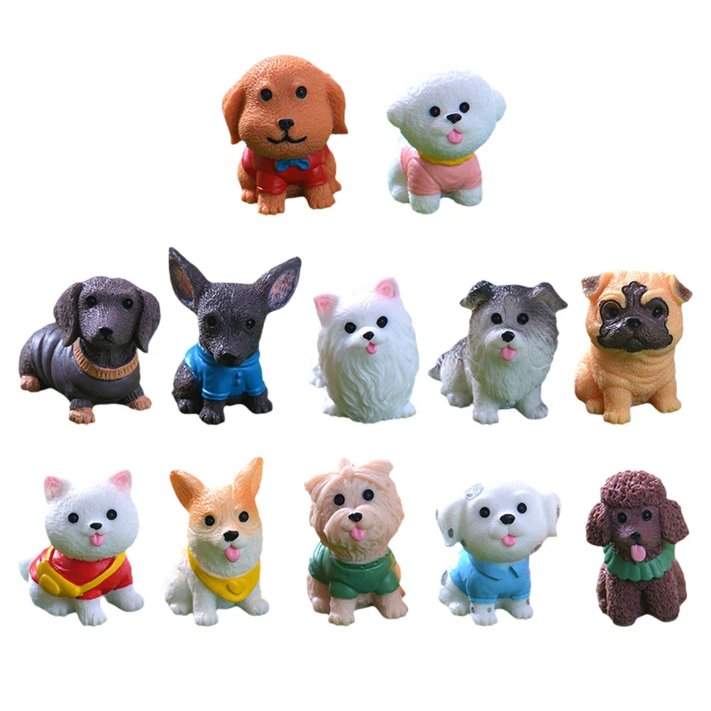 

12 Pcs Micro Landscape Puppy Animals Miniature Dog Figurines Figurines Crafts Tiny Statue Home Decor Small Resin for Sculptures