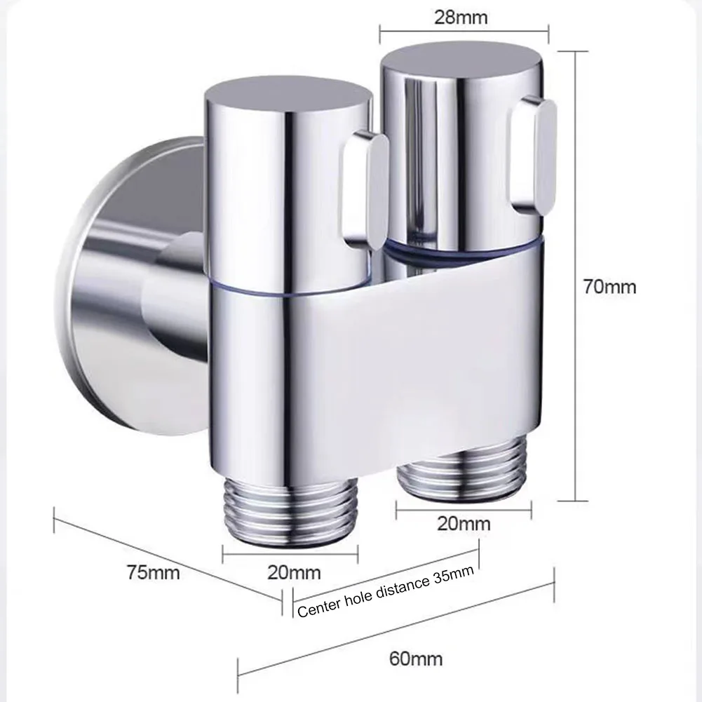 Toilet Water Diverter G1/2 1 In Two Out Double Control Washing Machine Faucet Toilet Triangle Valve Toilet Companion Angle Valve 6