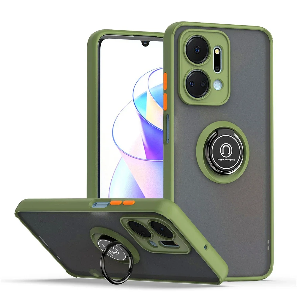 Shockproof Matte Case with Car Magnet Ring Holder Cover