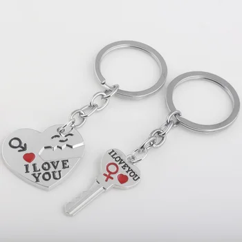 Metal Couple Heart Keychain 1