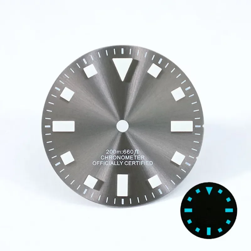 Retro Matte Blue and Black Watch Dial with BGW9 C3 Lume - 28.5mm Diameter