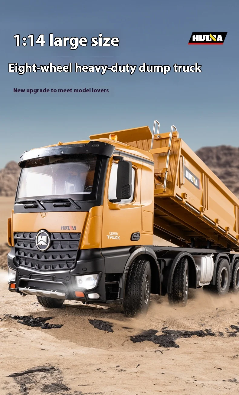 12ch 1:14 Alloy Rc Dump Truck, Heavy Duty 8-Wheel Construction Vehicle With Led Lights, Full Function Remote Control Car 7