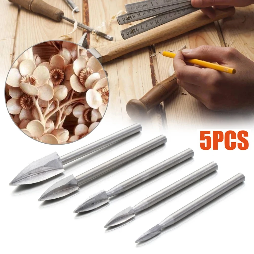 

5pcs For Wood Engraving Drill Bit Steel Solid Carbide Grinding Burr Set For Drilling Carving Engraving Bit Woodworking Tool